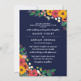 Invitación Alojamiento de padres florales de Boho, marina de 