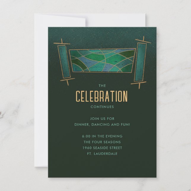 Invitación Alojamiento del Fiesta de pergamino del mosaico ve (Anverso)
