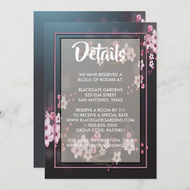 Invitación Alojamiento floral geométrico (Anverso / Reverso)