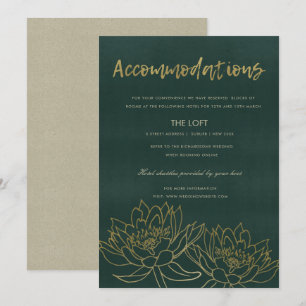 INVITACIÓN ALOJAMIENTO FLORAL GLAMOROUS GOLD GREEN LOTUS