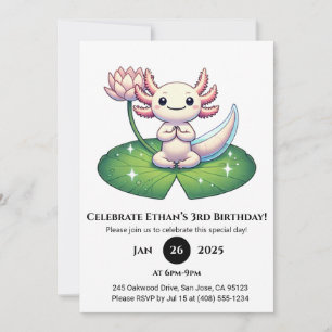 Invitación Alojamiento pacífico de Axolotl en cumpleaños de L