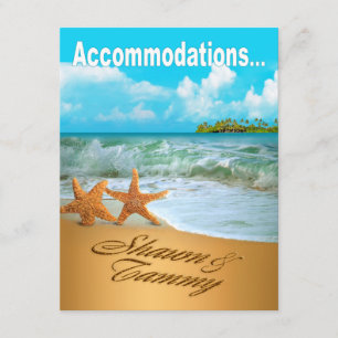 Invitación Alojamiento Starfish Couple Beach Wedding