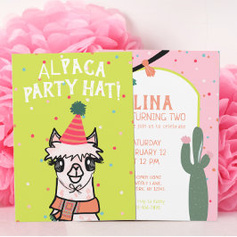 Invitación Alpaca Cactus Fiesta Cumpleaños