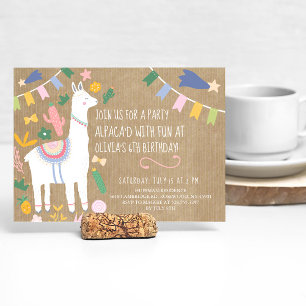 Invitación Alpaca d con fiesta de cumpleaños divertida
