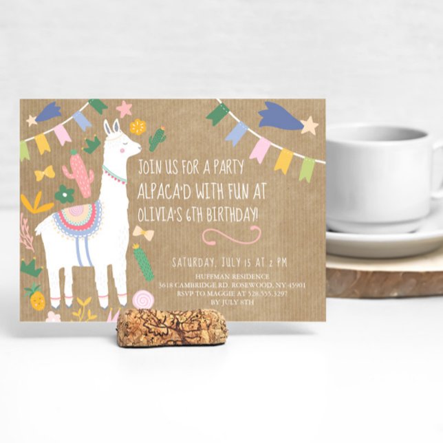 Invitación Alpaca d con fiesta de cumpleaños divertida (Subido por el creador)
