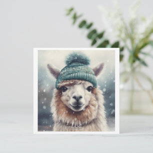 Invitación Alpaca dulce de invierno, personalizado