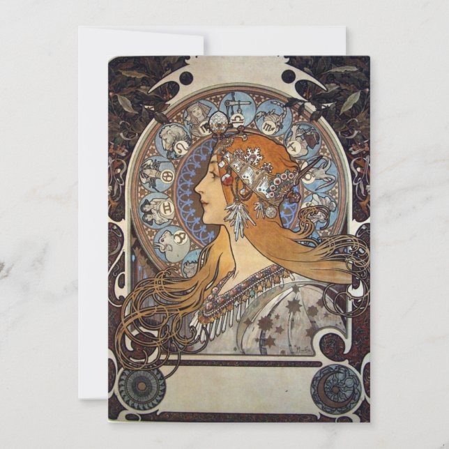 Invitación Alphonse Maria Mucha - Zodiac (Anverso)