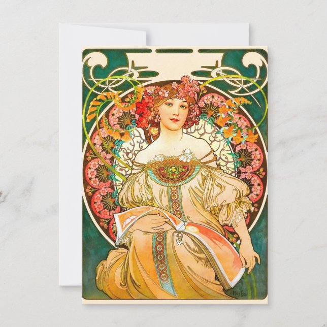 Invitación Alphonse Mucha Art Nouveau Daydream (Anverso)