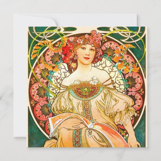 Invitación Alphonse Mucha Art Nouveau Daydream (Anverso)