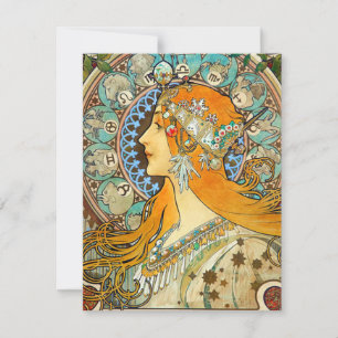 Invitación Alphonse Mucha Art Nouveau Zodiac