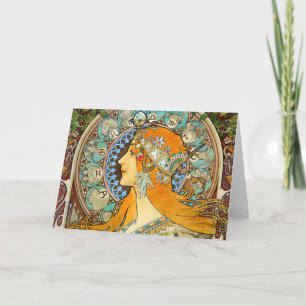 Invitación Alphonse Mucha Art Nouveau Zodiac
