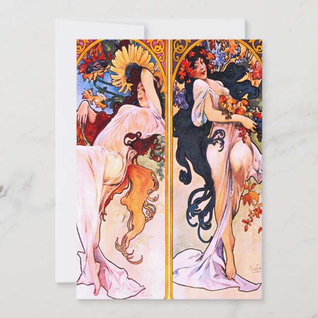 Invitación Alphonse Mucha - Cuatro estaciones (Anverso)