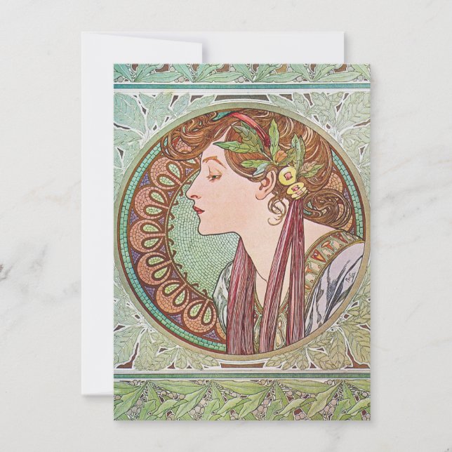 Invitación Alphonse Mucha Goddess Art (Anverso)