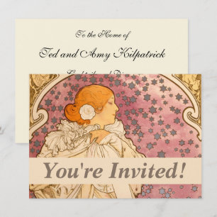 Invitación Alphonse Mucha La Dame Aux Camelias: Art Nouveau