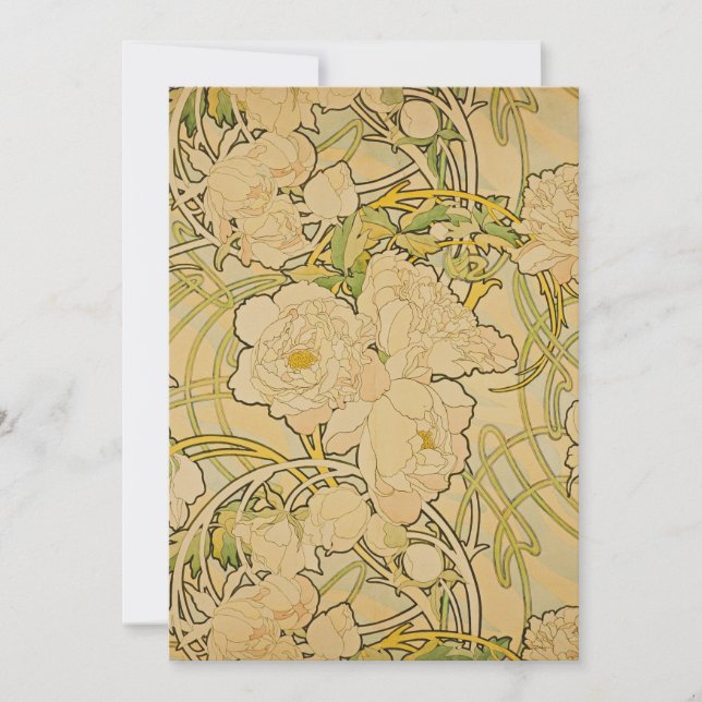 Invitación Alphonse Mucha - Peonías (Anverso)