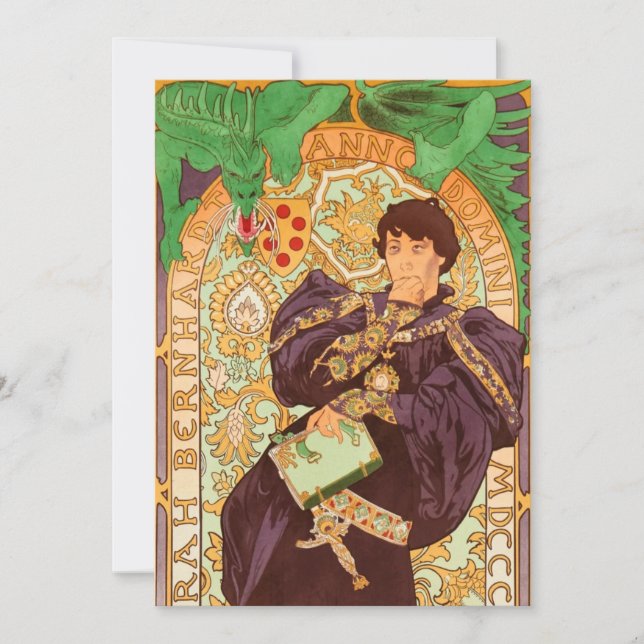 Invitación Alphonse Mucha Prince y Dragon (Anverso)