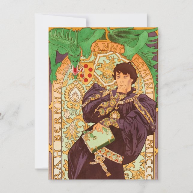 Invitación Alphonse Mucha Príncipe y Dragón (Anverso)