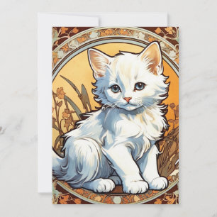 Invitación Alphonse Mucha Style Cat