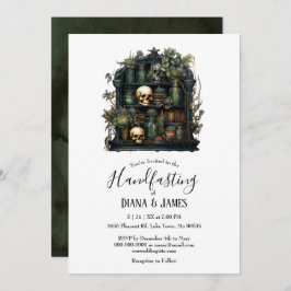 Invitación Alquimia apotecaria verde gótica Ayuno a mano