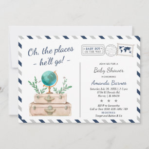 Invitación Alrededor del mundo: Aventura para bebés ducha