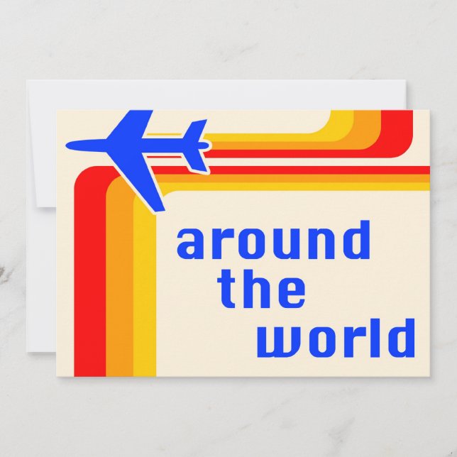 Invitación alrededor del mundo : rayas retro (Anverso)