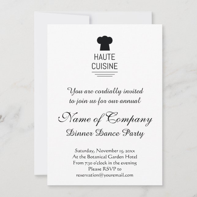 Invitación Alta cocina francesa (Anverso)