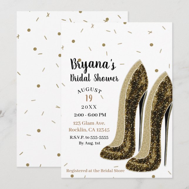 Invitación Alta tacones de moda zapatos Glam Beauty Bridal Sh (Anverso / Reverso)