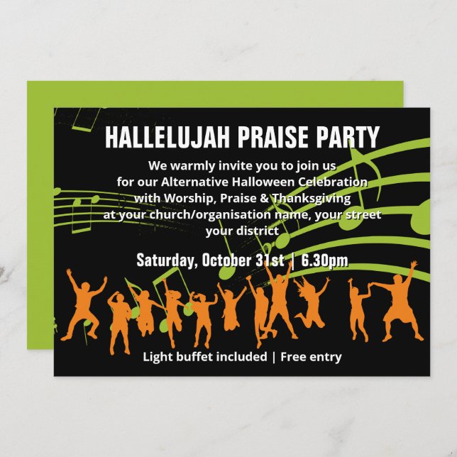 Invitación alternativa a Halloween PRAISE Party (Anverso / Reverso)
