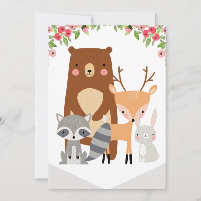 Invitación Alto Presidente 1er cumpleaños Bosque de pancartas (Anverso)