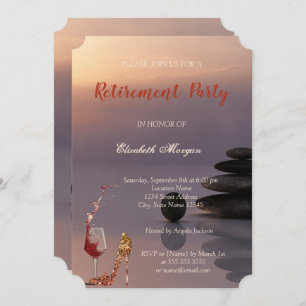 Invitación Alto talón, vidrio de vino, Fiesta de retiro de pi