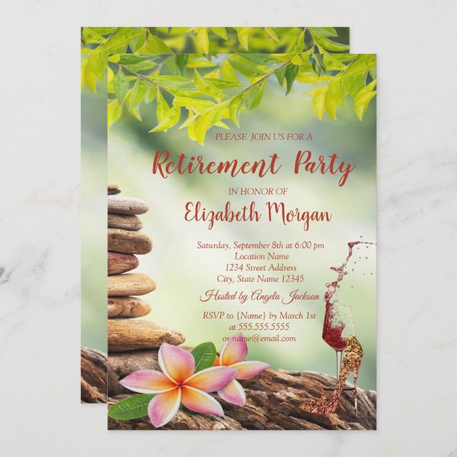 Invitación Altos talones, vidrio, zenes de piedra de secado (Anverso / Reverso)