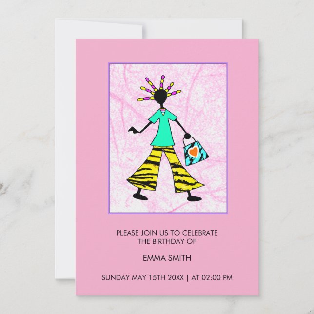 Invitación Alucinante y elegante cumpleaños de una mujer (Anverso)