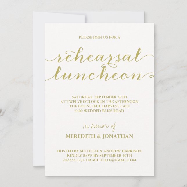 Invitación Alumerzo elegante del ensayo (Anverso)