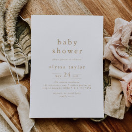 Invitación ALYSSA Boho Chica Blanco y Oro simple Baby Shower