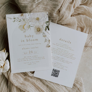 Invitación ALYSSA Floral QR Bebé Flor En Bloom Baby Shower