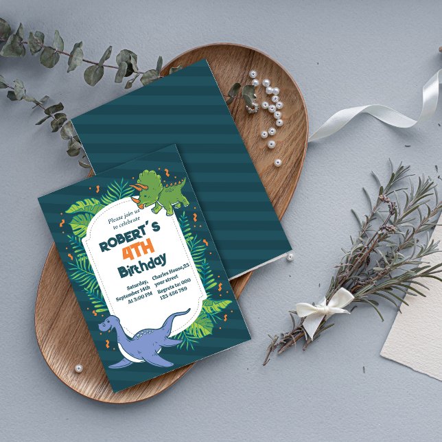 Invitación ¡Alzar en la diversión! Cumpleaños de los dinosaur (Roar Into Fun Dinosaur Birthday Invitation)