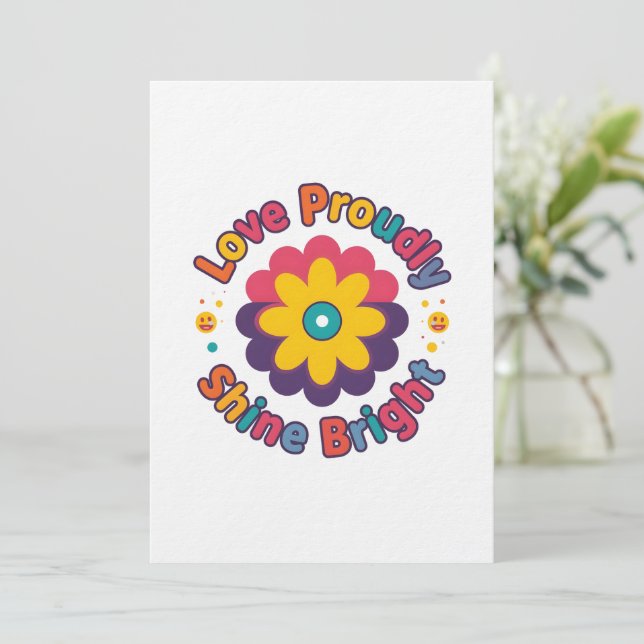 Invitación Ama con Orgullo Brilla Fuerte – Orgullo de Flor Co (Anverso de pie)