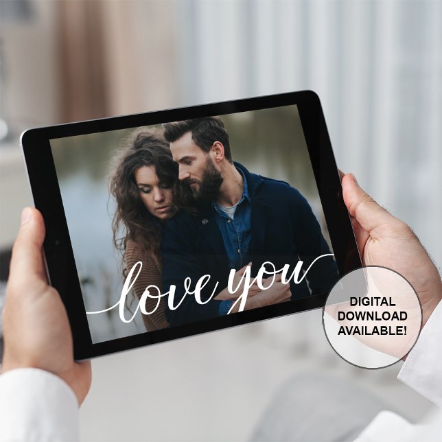 Invitación Ama tu escritura Personalizado foto digital e impr (love you photo digital card)