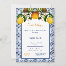 Invitación Amalfi blanco y azul Lemons Italia Baby Shower