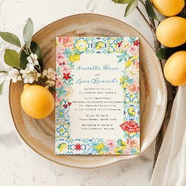 Invitación Amalfi Coast Blue azulejos Boda italiano