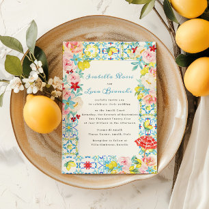 Invitación Amalfi Coast Blue azulejos Boda italiano