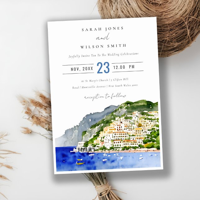 Invitación Amalfi Coast Boda de Paisaje Acuático de Italia (Subido por el creador)