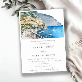 Invitación Amalfi Coast Italia Watercolor Paisaje Participaci