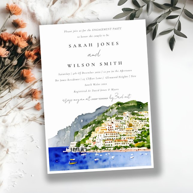 Invitación Amalfi Coast Italia Watercolor Paisaje Participaci (Subido por el creador)