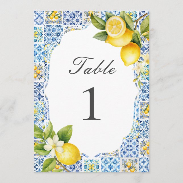 Invitación Amalfi Coast Italian Lemon Table Numbers (Anverso)