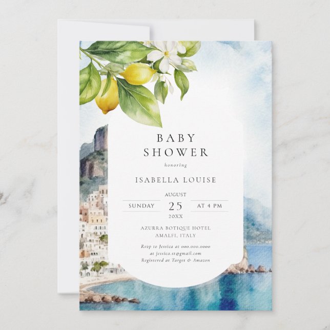 Invitación Amalfi Coast ItalianLemon Baby Shower (Anverso)