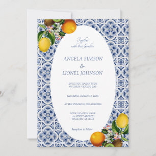Invitación Amalfi Coast Lemon Tiles Italia Oval Frame