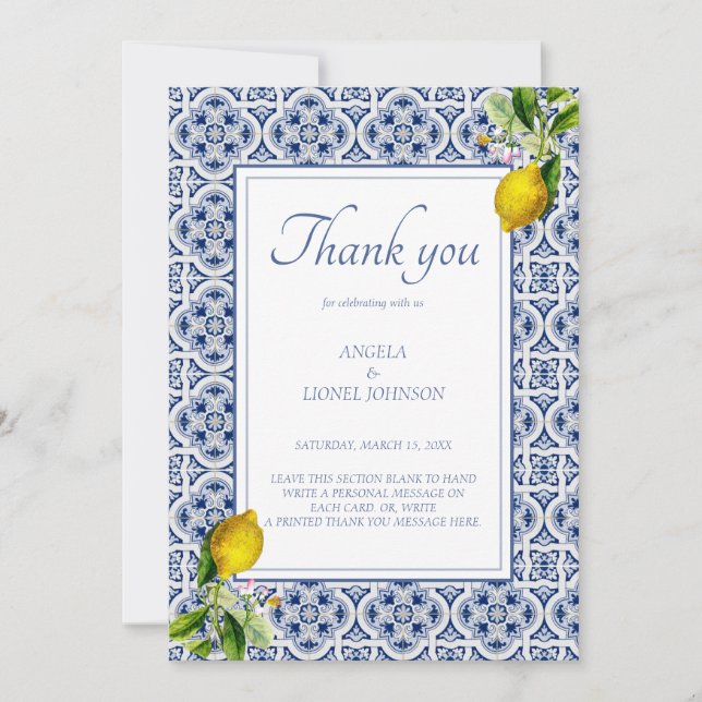 Invitación Amalfi Coast Lemon Tiles Italia Personalizado (Anverso)