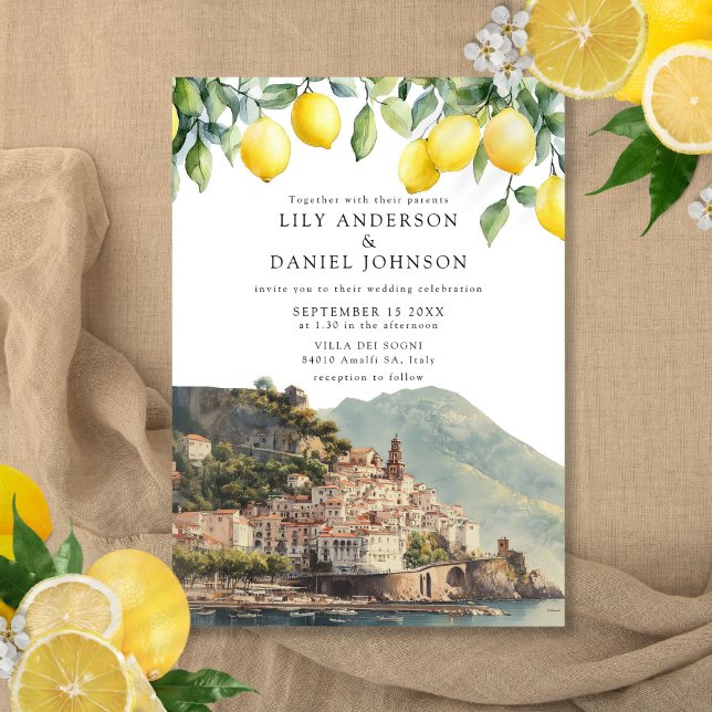 Invitación Amalfi Coast Lemons Italian Wedding (Amalfi Coast Lemons Italian Wedding Invitation)