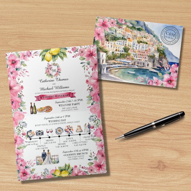 Invitación Amalfi Costa Italia Watercolor de destino Boda (Subido por el creador)